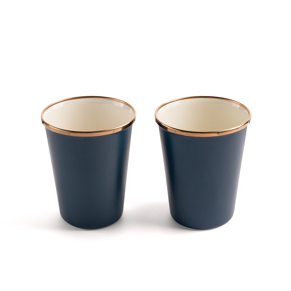 Barebones Becher 2-farbig Emaille 2er Set / Indigo Blue
