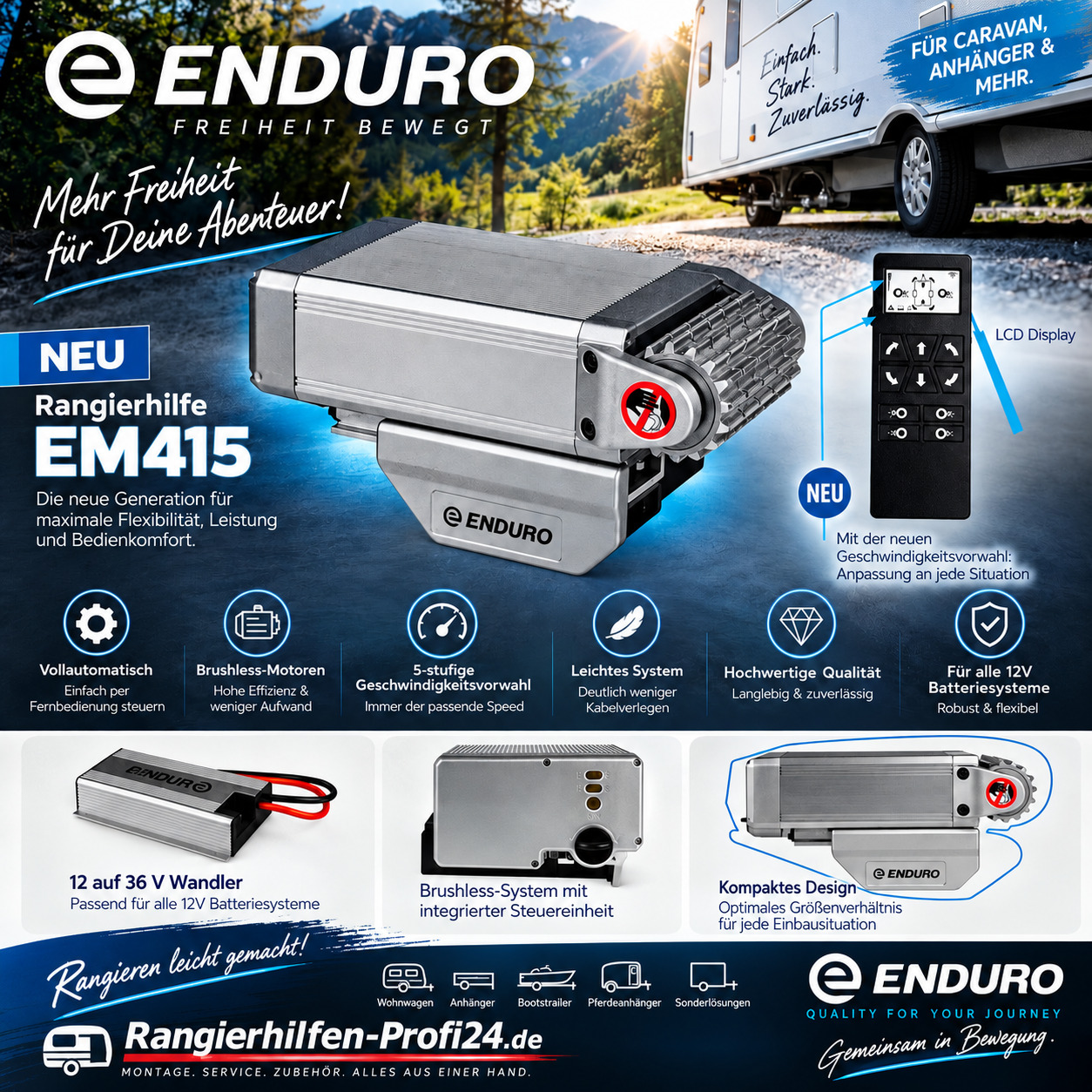 ENDURO 415 Vollautomatsiche Rangierhilfe 2000KG Caravan Wohnwagen 2027