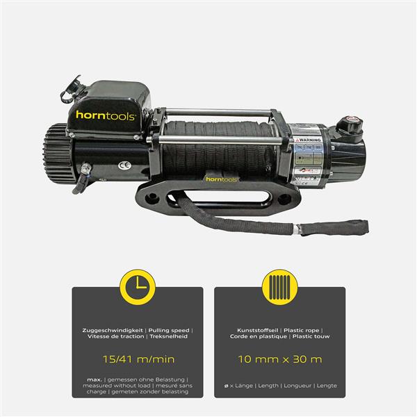 Horntools Seilwinde 5,4 Tonnen AlphaG 2-Gang mit Trommelbremse 12V Kunststoffseil