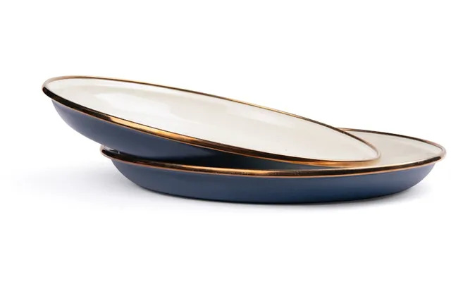 Barebones kleine Teller Emaille 2-farbig 2-er Set / Indigo Blue