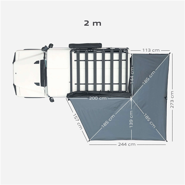 Horntools 270° Markise Horizon freitragend  2m -  Fahrerseite / Links