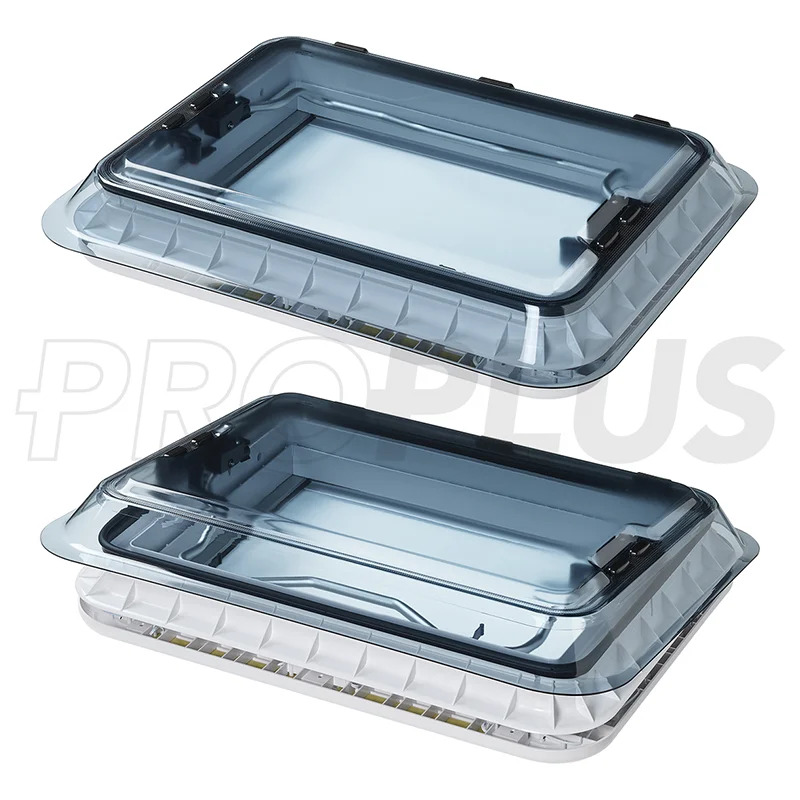 PATEUROPE Dachhaube 700x500 mm ohne Dauerlüftung mit LED transparent