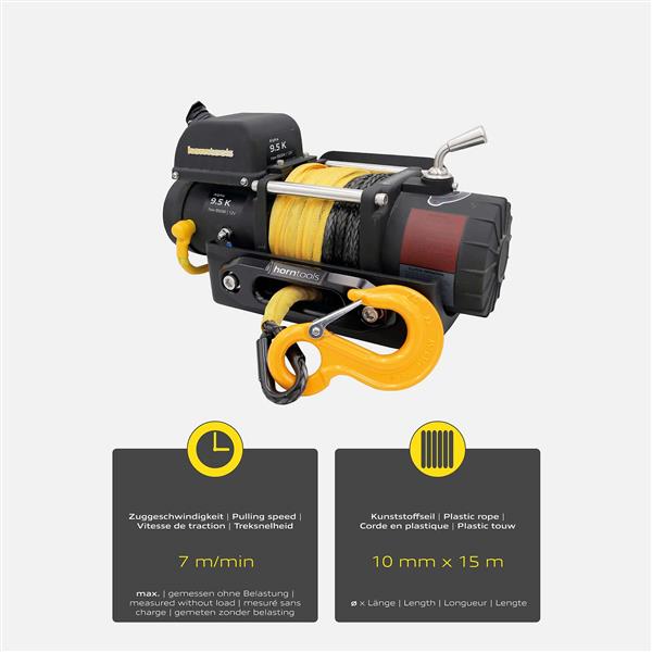 Horntools Seilwinde 4,3 Tonnen Alpha Kompakt 12V Kunststoffseil