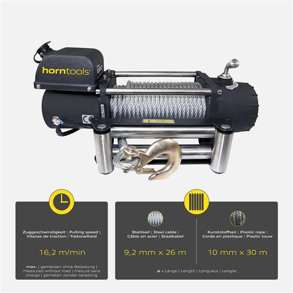 Horntools Seilwinde Alpha 5,4 Tonnen Quick 12V Stahlseil