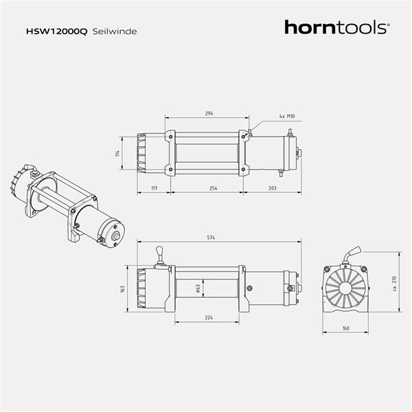 Horntools Seilwinde Alpha 5,4 Tonnen Quick 12V Kunststoffseil