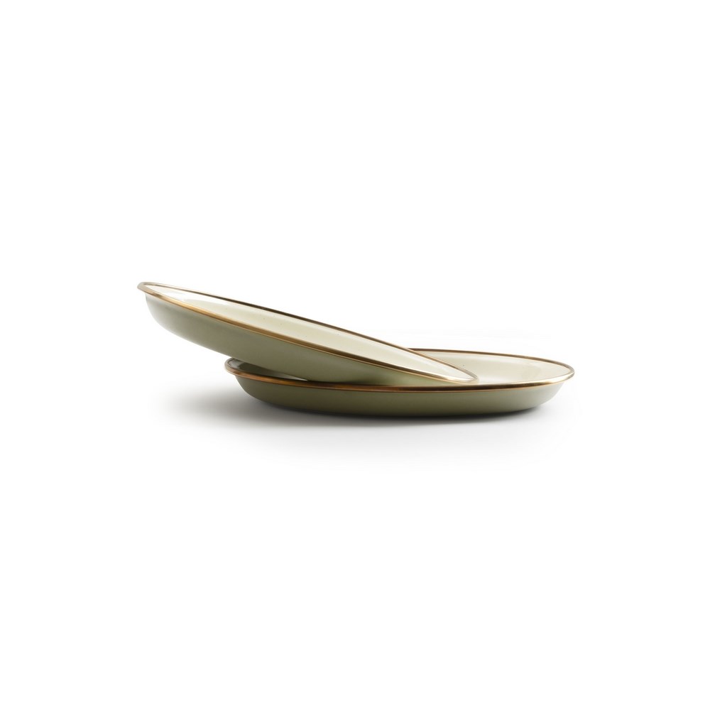 Barebones Teller 2-farbig Emaille 2er Set / olive
