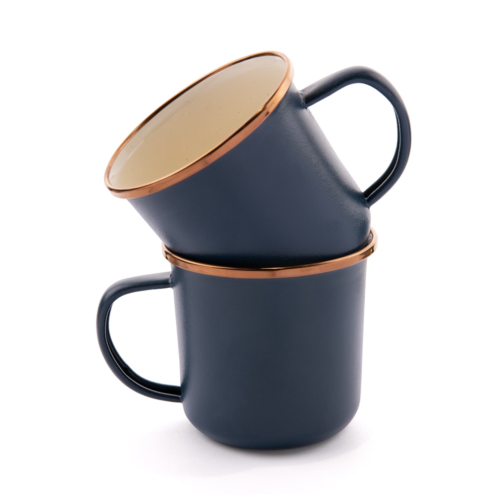 Tasse Emaille 2-farbig 2-er Set / Indigo Blue