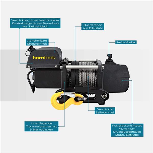 Horntools Seilwinde Kappa 2.3 Tonnen 12 V Kunststoffseil