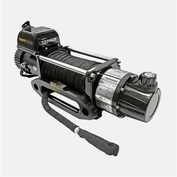 Horntools Seilwinde 5,4 Tonnen AlphaG 2-Gang mit Trommelbremse 12V Kunststoffseil