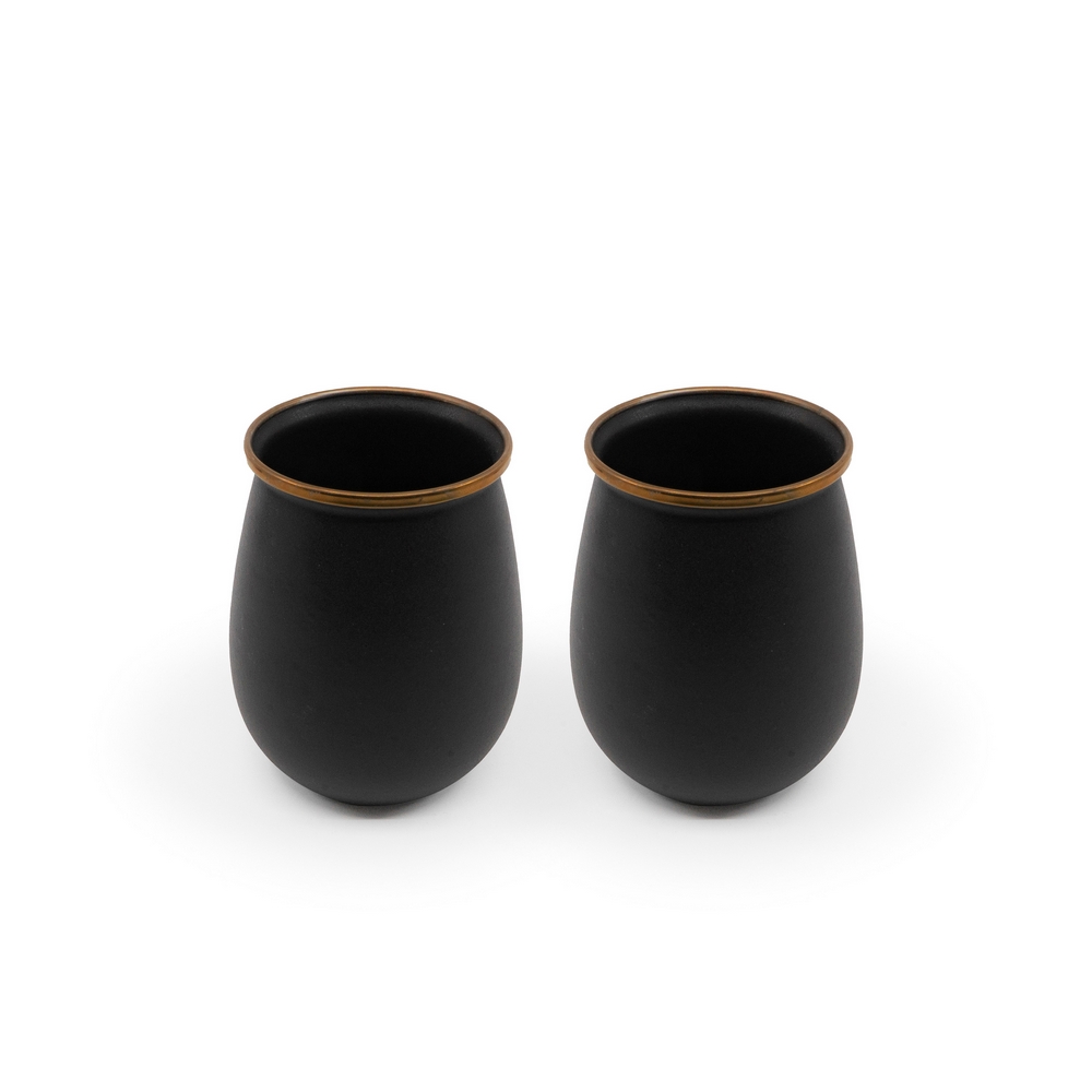 Becher Emaille 2-er Set / schwarz