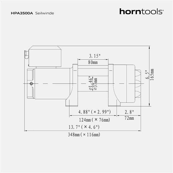 Horntools Mobiles Seilwindensystem 1,6 Tonnen + 22m Kunststoffseil 12V